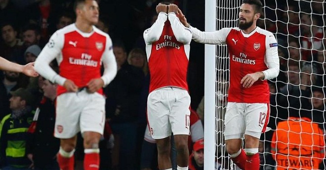Arsenal có nguy cơ bị loại sớm sau trận hòa trước PSG Arsenal, pháo thủ, emirates, psg, arsenal 2-2 psg, wenger, barca, real, champions league