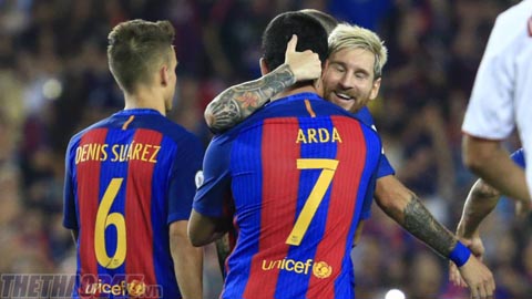 Barcelona vô địch Siêu cúp Tây Ban Nha Barca, Sevilla, Barca 3-0 Sevilla, Turan, Messi, siêu cúp TBN