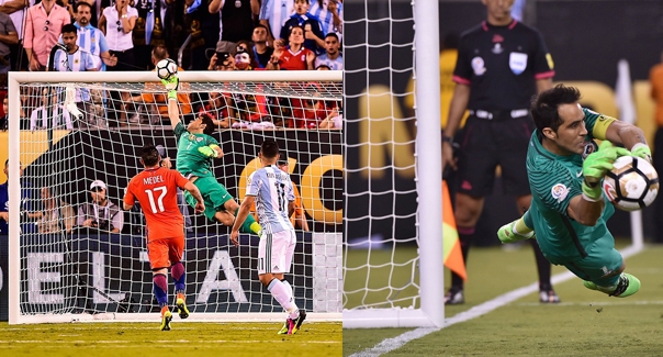 VIDEO: 2 pha cản phá xuất thần của Bravo giúp Chile vô địch VIDEO: 2 pha cản phá xuất thần của Bravo giúp Chile vô địch