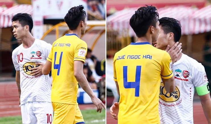Ngọc Hải can ngăn Công Phượng SLNA 2-0 HAGL, HAGL,công phượng, hlv nguyễn quốc tuấn, bầu đức, đội bóng phố núi, v-league, v-league 2017, bóng đá việt nam, tin tức v-league