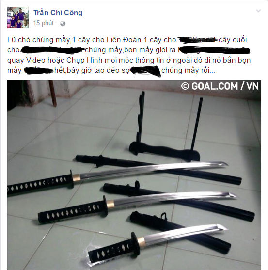 Dòng trạng thái được đăng tải trên facebook có tên Trần Chí Công ngay sau khi VFF công bố án phạt với cầu thủ của XSKT Cần Thơ bóng đá Việt Nam, V-League, tin tức V-League, Chí Công, Chí Công dọa VFF, vụ Chí Công