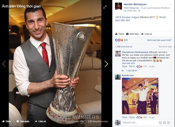 Sau chức VĐ Europa League, Mkhitaryan muốn tiếp tục cùng MU chinh phục Champions League Mkhitaryan, MU, Manchester United, Man Utd, Europa League, Champions League