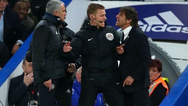 HLV Conte không giữ được sự bình tĩnh và định ăn thua đủ với Jose Mourinho Mourinho, Conte, Chelsea, Man Utd, tứ kết Fa Cup, Conte nổi điên với Mourinho