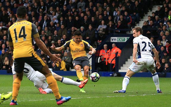 Sanchez dứt điểm gỡ hòa 1-1 cho Arsenal trực tiếp West Brom vs Arsenal, xem trực tiếp West Brom vs Arsenal, West Brom vs Arsenal, nhan dinh West Brom vs Arsenal, truc tiep bong da West Brom vs Arsenal
