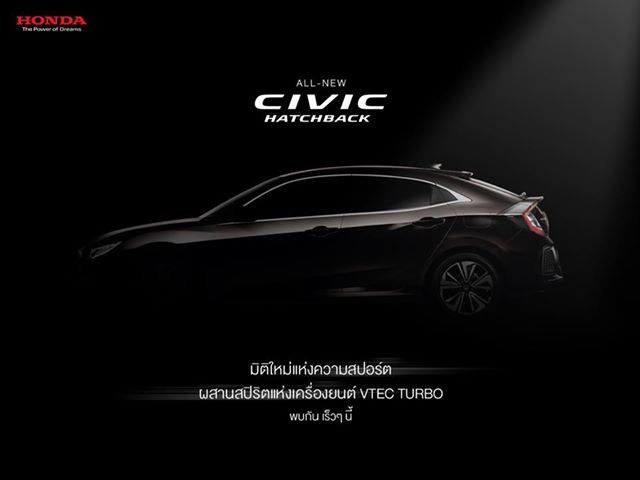 Civic Hatchback 2017 sẽ ra mắt thị trường Đông Nam Á vào ngày 9/3 tới