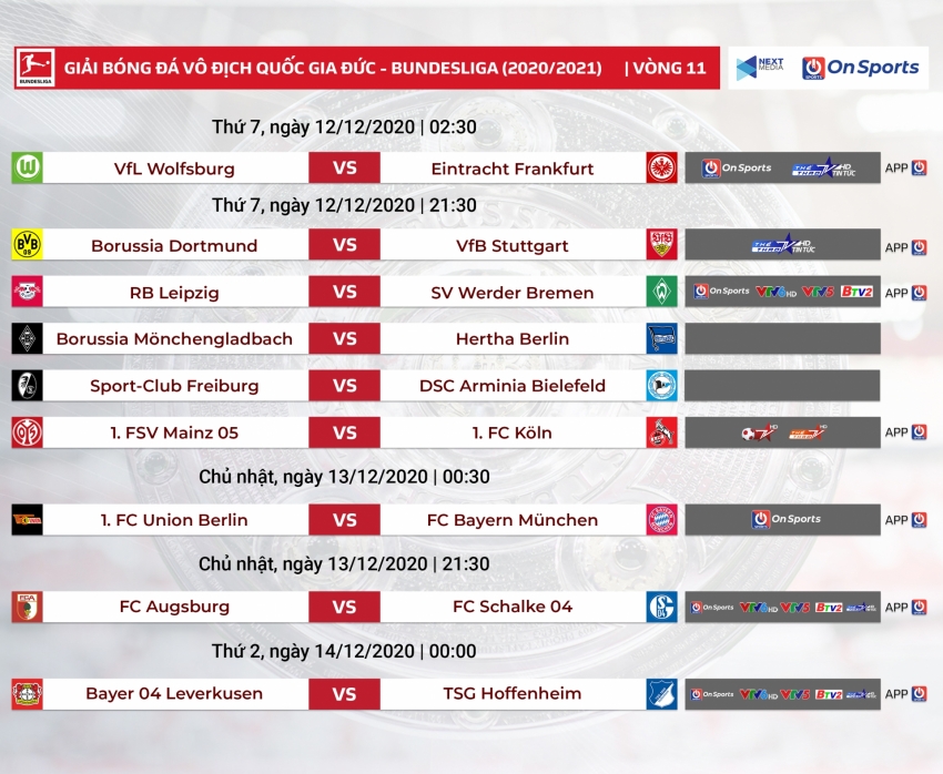 Jadwal pertandingan, Bundesliga, jadwal Bundesliga