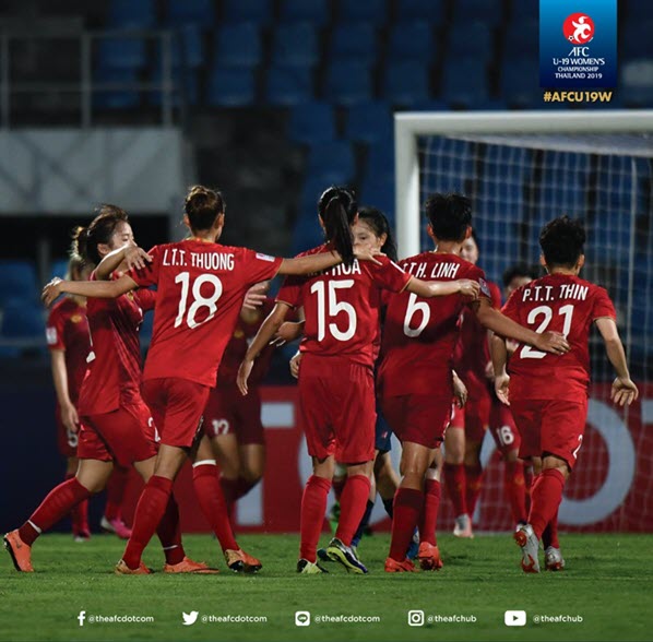 Trận thắng này giúp U19 nữ Việt Nam nối dài mạch bất bại trước người Thái trên sân cỏ. Ảnh: AFC kết quả U19 nữ Việt Nam vs U19 nữ Thái Lan, U19 nữ Việt Nam, VCK U19 nữ châu Á 2019