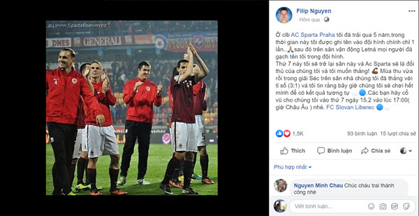 Lời kêu gọi của Filip Nguyễn dành cho CĐV Việt Nam. Ảnh: Chụp màn hình filip nguyen