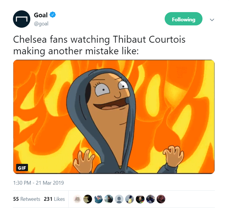 Fan Chelsea hả hê với sai lầm của Courtois Courtois, Courtois thảm họa, Courtois mắc sai lầm, Bỉ vs NGa, Bỉ 3-1 Nga