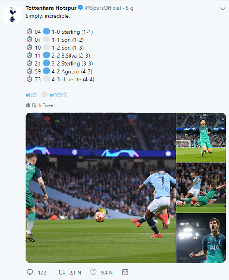 Tottenham: 'Thật đáng kinh ngạc' man city 4-3 tottenham, champions league, tứ kết c1, tứ kết champions league, VAR, man city vs tottenham