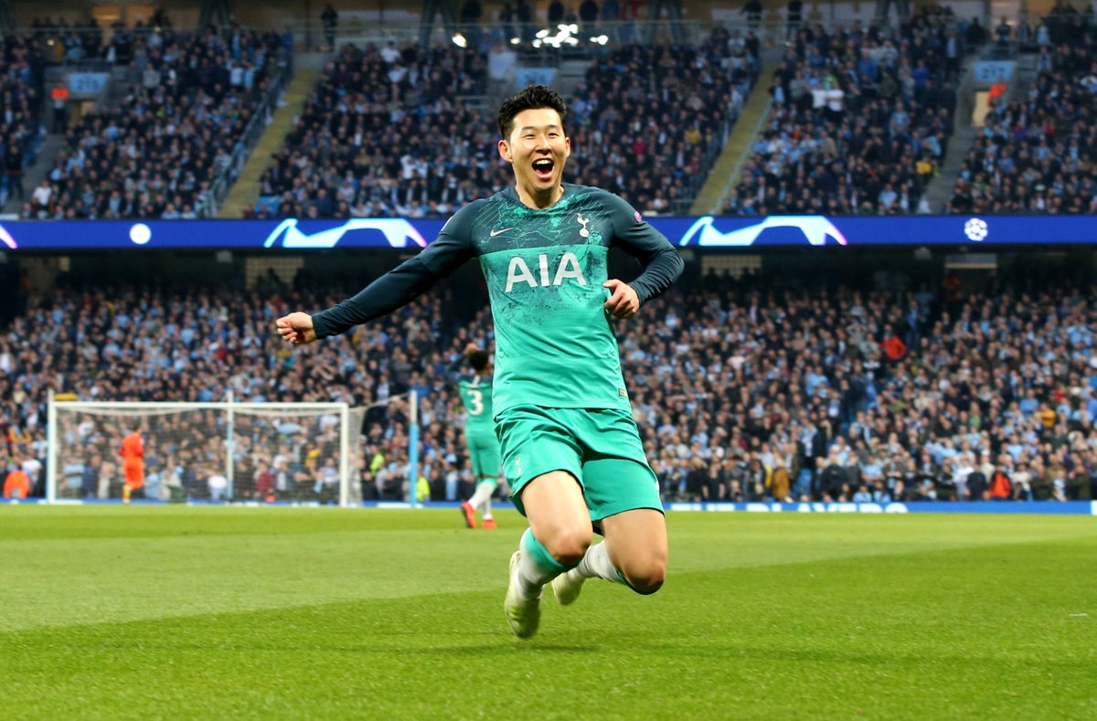 Son Heung-min đi vào lịch sử Champions League Man City 4-3 Tottenham, Son Heung-min, Son Heung-min lập cú đúp, Son Heung-min lập kỷ lục, Champions League, cúp c1, tứ kết c1