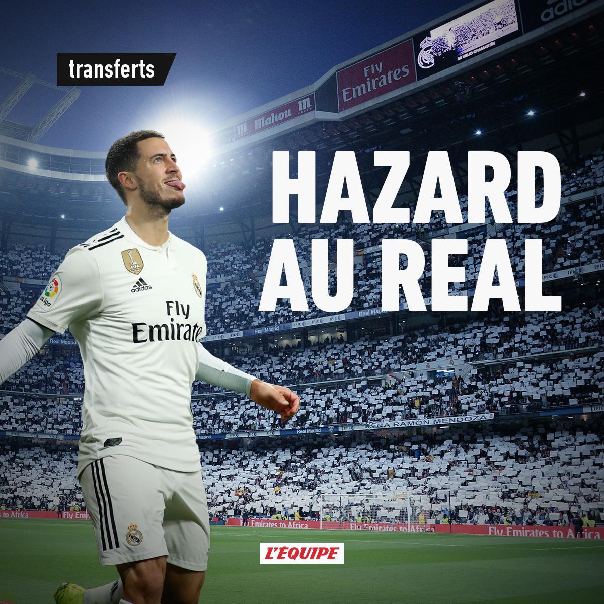 Tờ L'Equipe đăng ảnh Hazard mặc áo Real Madrid tin chuyển nhượng, hazard, chuyển nhượng real, chuyển nhượng chelsea, real madrid, chelsea, hazard sang real, eden hazard