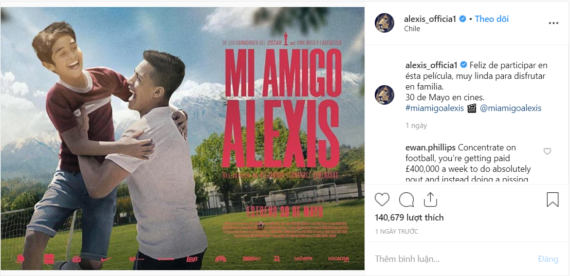 Alexis Sanchez chia sẻ về bộ phim sắp ra mắt của anh Alexis Sanchez, sanchez, sanchez đóng phim, phim của sanchez, MU, tin tức MU
