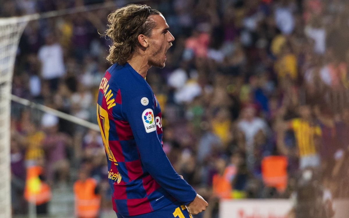 Griezmann tỏa sáng với cú đúp vào lưới Betis. Ảnh: FC Barcelona Griezmann, Barca, Barcelona, Griezmann ăn mừng, tiết lộ màn ăn mừng của Griezmann, Messi, La Liga