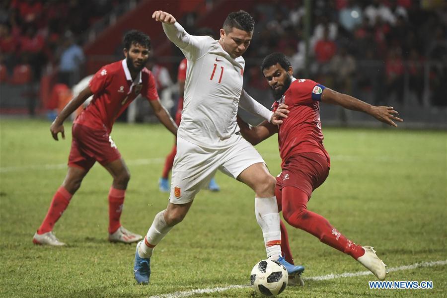 Chiến thắng trước Maldives giúp Trung Quốc thăng hạng trên BXH FIFA. Ảnh Maldives Times Trung Quốc, BXH FIFA, Vòng loại World Cup 2022, Bảng xếp hạng FIFA, ĐT Trung Quốc, BXH FIFA tháng 9