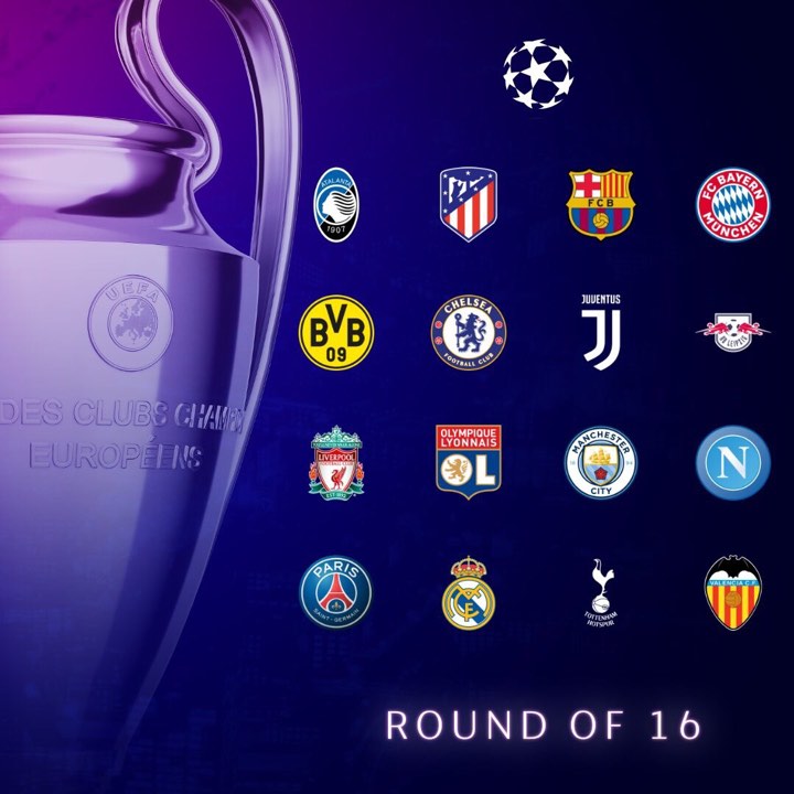 16 cái tên góp mặt ở vòng 1/8 Cúp C1 2019/20. Ảnh: Skysport le boc tham c1
