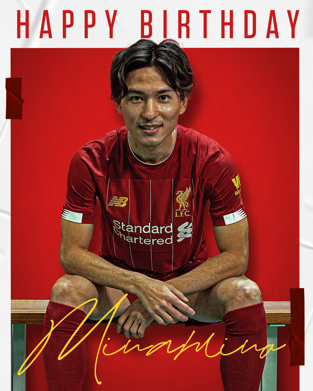 Lời chúc của Liverpool dành cho số 18. Ảnh: LFC liverpool mua minamino
