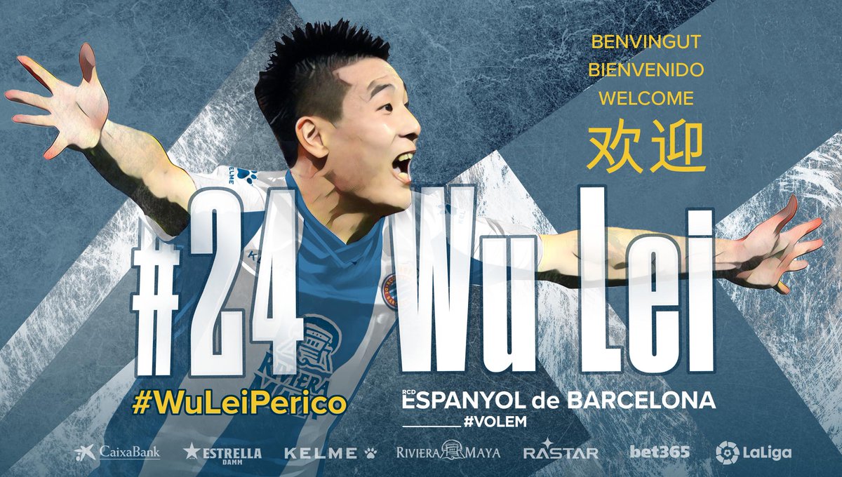 Wu Lei chính thức chuyển tới Espanyol Wu Lei, sao Trung Quốc, tiền đạo Trung Quốc tới La Liga, Shanghai SIPG, chuyển nhượng, bóng đá Tây Ban Nha