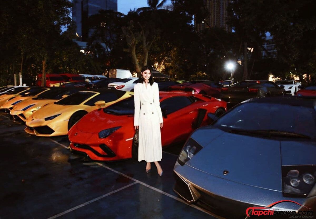 Dàn siêu xe Lamborghini tại bữa tiệc của một CLB siêu xe Thái Lan mà Jolie Nguyễn làm khách mời