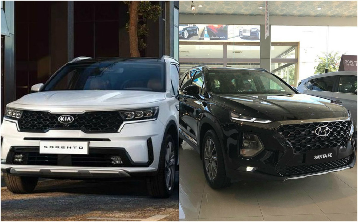 Ngoại thất Kia Sorento 2021 và Hyundai Santa Fe