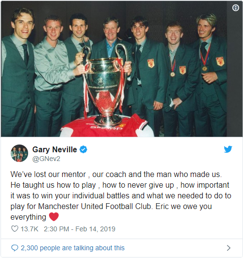 Garry Neville bày tỏ sự tiếc thương với sự ra đi này Harrison, MU, Man United, Class of 92. HLV Harrison, HLV mu qua đời, Old Trafford, Beckham, Neville