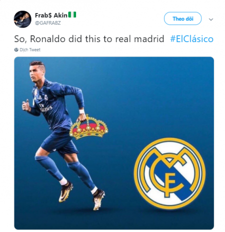 Fan Ronaldo cho rằng bán CR7 là bán luôn vương miện Ronaldo, fan ronaldo, real madrid, ronaldo real, cdv ronaldo, real vs barca, sieu kinh dien, real 0-3 barca