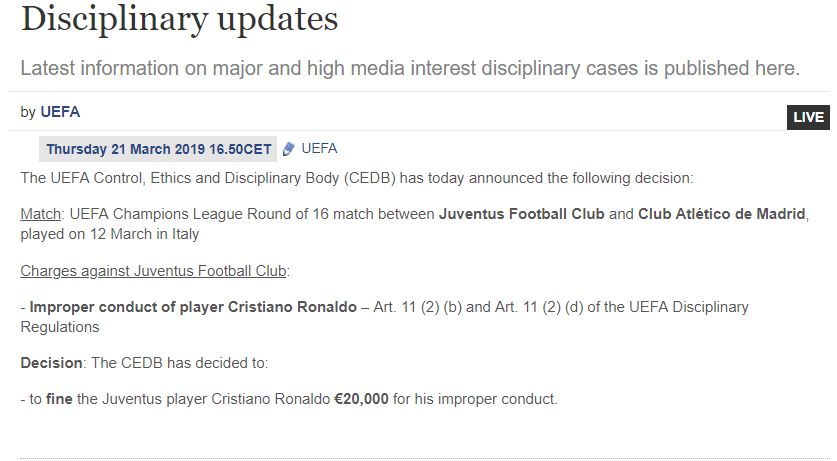 Ronaldo nhận án phạt giống HLV Simeone Ronaldo, CR7, cristiano Ronalo, ronaldo nhận án phạt, UEFA phạt ronaldo, ronaldo bị UEFA phạt, Champions league, ronaldo ăn mừng