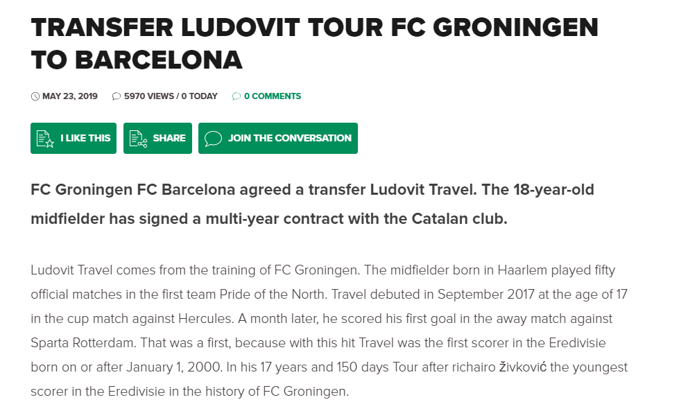 Groningen xác nhận bản hợp đồng với Barca chuyển nhượng, chuyển nhượng mới nhất, chuyển nhượng barca, chuyển nhượng hè 2019, tin chuyển nhượng 27/5