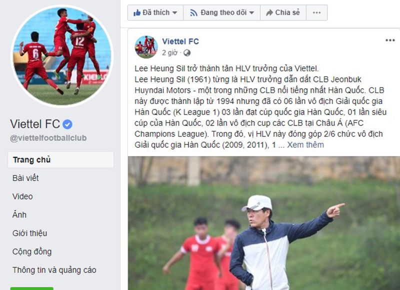 Thông báo trên trang chủ CLB Viettel bóng đá Việt Nam, V-League, tin tức V-League, Viettel, Viettel bổ nhiệm HLV Hàn Quốc