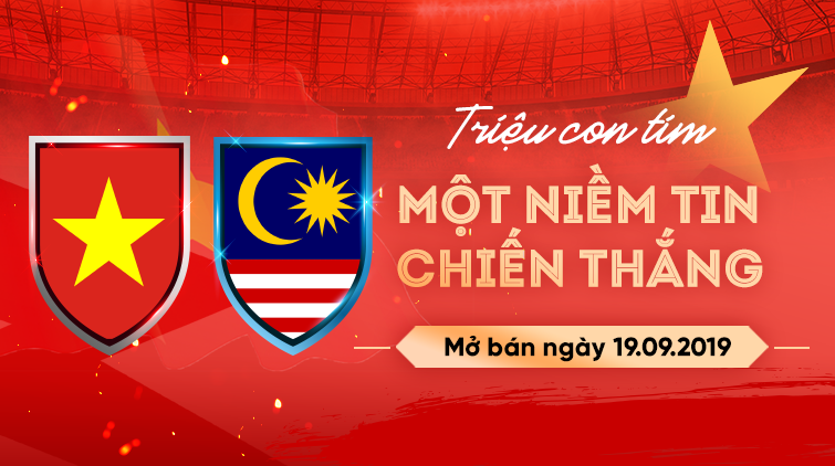 Vé trận Việt Nam vs Malaysia được bán qua VINID