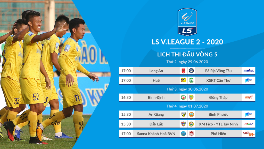 Lịch thi đấu vòng 5 hạng nhất 2020.