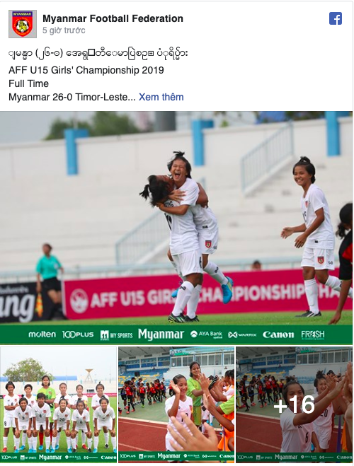 Women's U 15Manmar vs Timor Les, Southeast Asia Women's U15 Championship