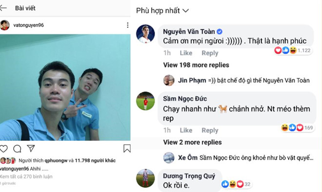 Văn Toàn selfie cùng Lương Xuân Trường và các cầu thủ HAGL văn toàn, lương xuân trường, thanh hoá vs hagl, v-league 2019, vòng 18 v league 2019, hagl vs thanh hoá