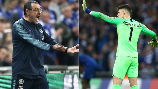 Kepa trở thành tâm điểm của chỉ trích khi không nghe theo sự chỉ đạo của Sarri. Ảnh: Internet Chelsea, Kepa Arrizabalaga, Onana