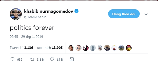 'Mãi mãi chỉ là chuyện pháp lý mà thôi' - Khabib than phiền trên Twitter. ufc, khabib nurmagomedov, ufc 229, án phạt Khabib,