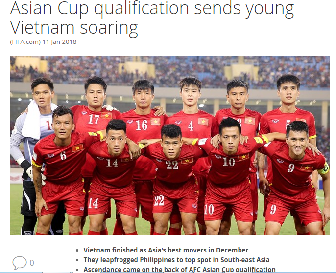FIFA viết rất dài và nhiều về đội tuyển Việt Nam fifa, viet nam, asian cup, bong da viet nam