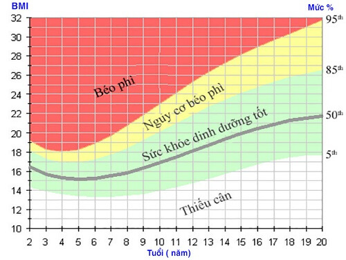 Khoảng phần trăm của chỉ số BMI cho trẻ em chỉ số bmi, công thức tính chỉ số bmi, chỉ số bmi cho nam, chỉ số bmi cho nữ, chỉ số bmi người việt