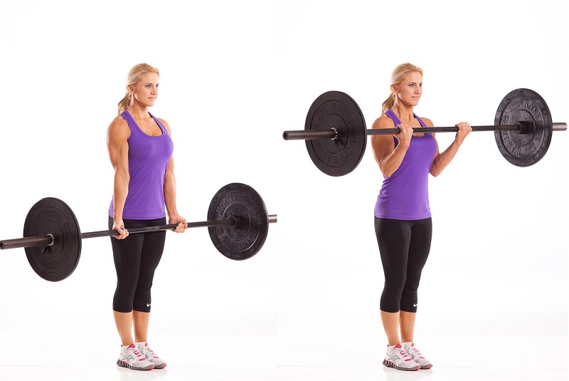 Barbell curl lịch tập gym cho nữ tăng cân