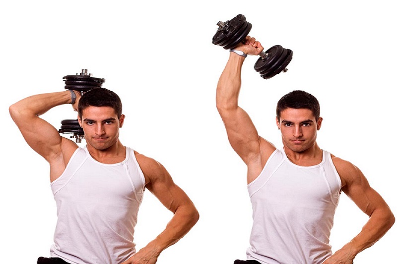 One arm dumbbell triceps extension lịch tập gym cường độ cao