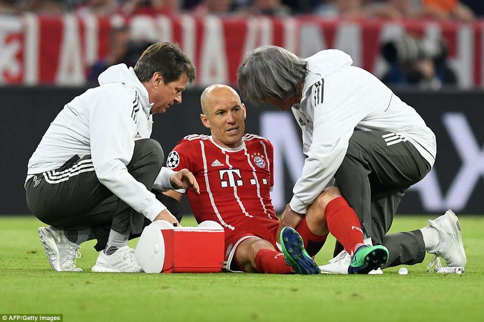 Robben chấn thương khiến kế hoạch của Jupp Heynckes gặp nhiều trắc trở Bayern 1-2 Real, ket qua Bayern 1-2 Real, champions league, cup c1