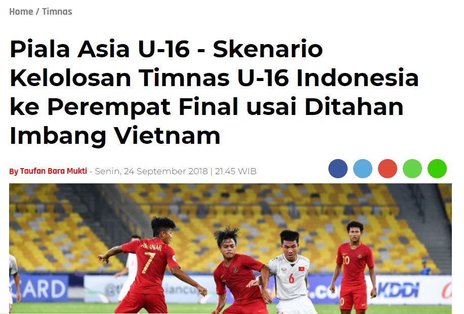 Dòng tít mang âm hưởng chiến thắng của báo Indonesia dành tặng cho đội trẻ nước nhà bao-indonesia