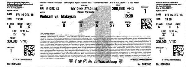 Mẫu vé mời dành cho cầu thủ. Ảnh: Vietnamnet ve moi