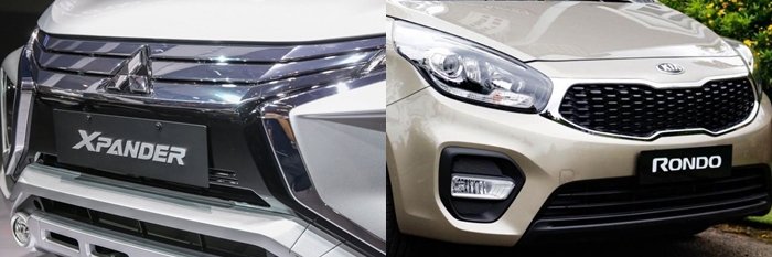 Phần đầu xe Mitsubishi Xpander 2020 và Kia Rondo 2020 Phần đầu xe Mitsubishi Xpander 2020 và Kia Rondo 2020