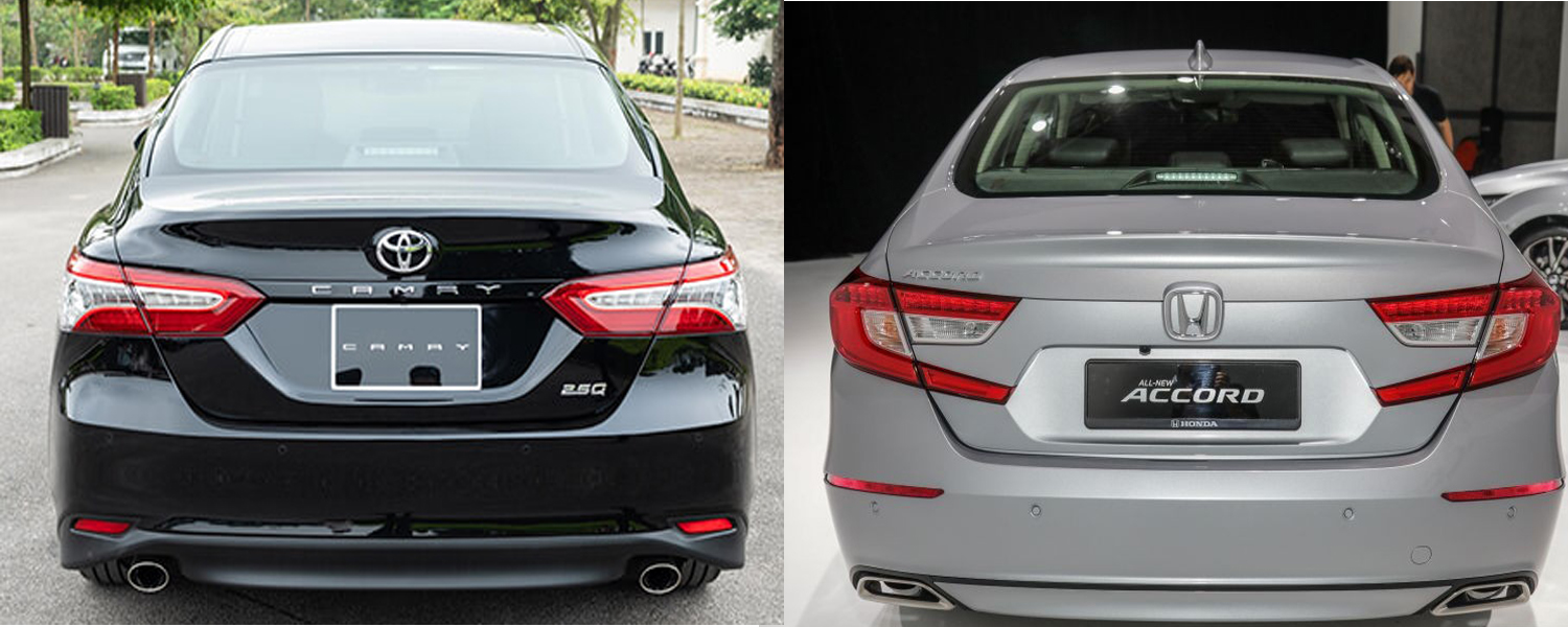 Thiết kế đuôi xe Honda Accord 2020 và Toyota Camry 2.5Q 2020. Thiết kế đuôi xe Honda Accord 2020 và Toyota Camry 2.5Q 2020
