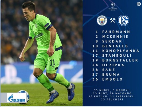 Đội hình ra sân của Schalke04 Man City vs Schalke, trực tiếp Man City vs Schalke, link trực tiếp Man City vs Schalke, Man City, Schalke