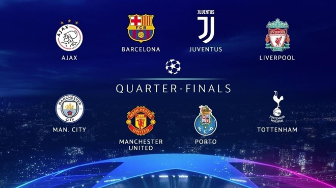 8 đội bóng góp mặt tại vòng Tứ kết bốc thăm Cup C1, bốc thăm Champions League, Champions League, Premier League, La Liga, Serie A, vòng tứ kết Champions League