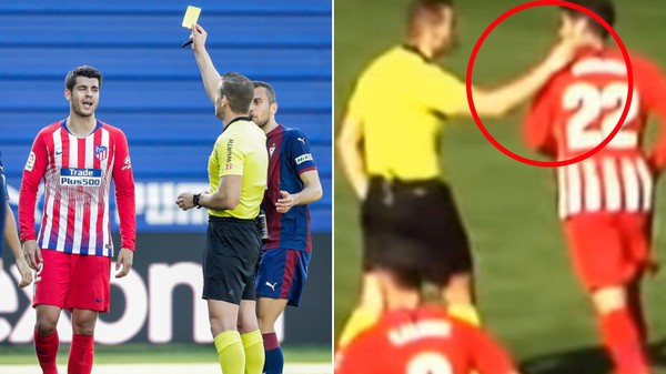 Tình huống va chạm của Morata với trọng tài Alberloa Atletico, Morata, trọng tài bị treo giò, trọng tài la liga bị treo giò, trọng tài đánh morata, morata bị trọng tài đánh