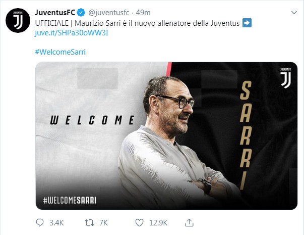 Trang chủ và twitter Juventus chính thức công bố https://thethao247.vn/316-jorginho-toi-ghet-nhin-ong-ay-ra-di-do-la-mot-su-phan-boi-d181127.html