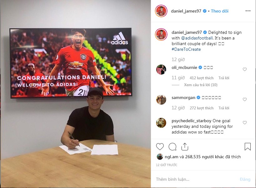 James kí bản hợp đồng mới với Adidas Tân binh MU, Daniel James, MU, Chelsea, Adidas, MU vs Chelsea, kết quả MU vs Chelsea