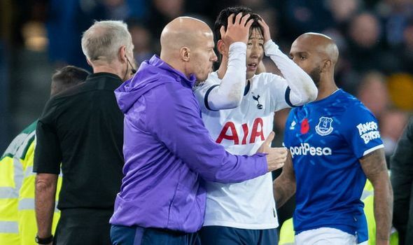 Son đã rất suy sụp sau chấn thương của người đồng đội - Ảnh: Getty Son Heung-min, Son Heung-min phạm lỗi, chấn thương của Andre Gomes, Andre Gomes, sao đỏ Belgrade vs Tottenham, Champions League